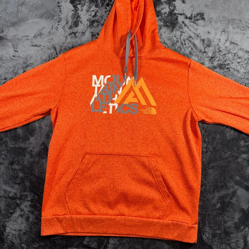 The North Face Mountain Athletics Hoodie Sweatshirt Orange Gray Size L